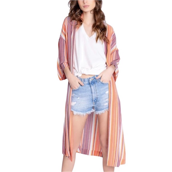 PJ Salvage NWT Metal Slow Jams open Striped Duster cardigan robe Size S/M - Picture 3 of 14